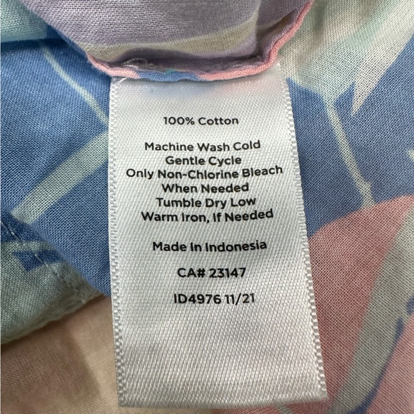 Talbots Women Pastel Floral Tropical lightweight Cotton Button Up Shirt Medium - Picture 4 of 4